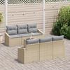 VidaXL Ensemble de Canapé de Jardin 7 Pièces avec Coussins Beige Poly Rattan 3346610