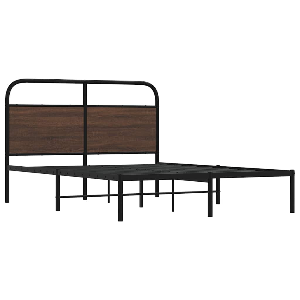 Bed Frame Without Mattress 135 X 190 Cm Brown Oak Effect