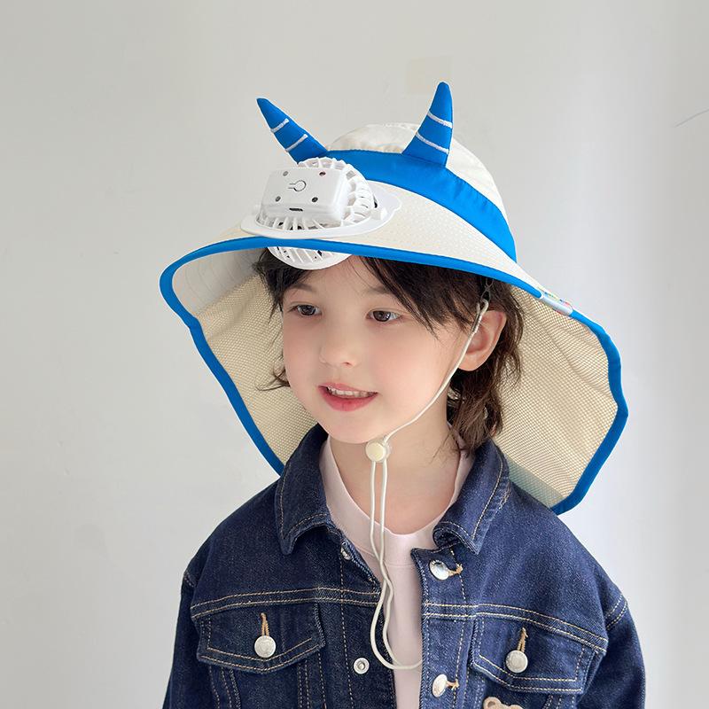 Smart Voice Control Fan Hat Summer Children's Sun Protection Sun Hat Boys and Girls Mesh Breathable Shawl Hat Sun Hat