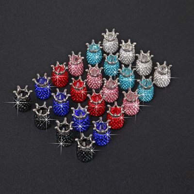 4PCS Auto Rad Reifen Ventil Stem Caps Krone Staubdicht Strass Reifen Ventil Kappen Diamant Glänzende Motorrad Auto Bling Zubehör
