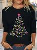 Women's Autumn  Fashion Casual Loose Printed Designs Pattern Printed Round Neck Long Sleeve T-shirt Top