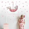 Watercolor Cartoon Bunny Wall Stickers Baby Nursery Wall Decals for Kids Room Living Room Bedroom Home Decor Rabbit Stickers PVC
