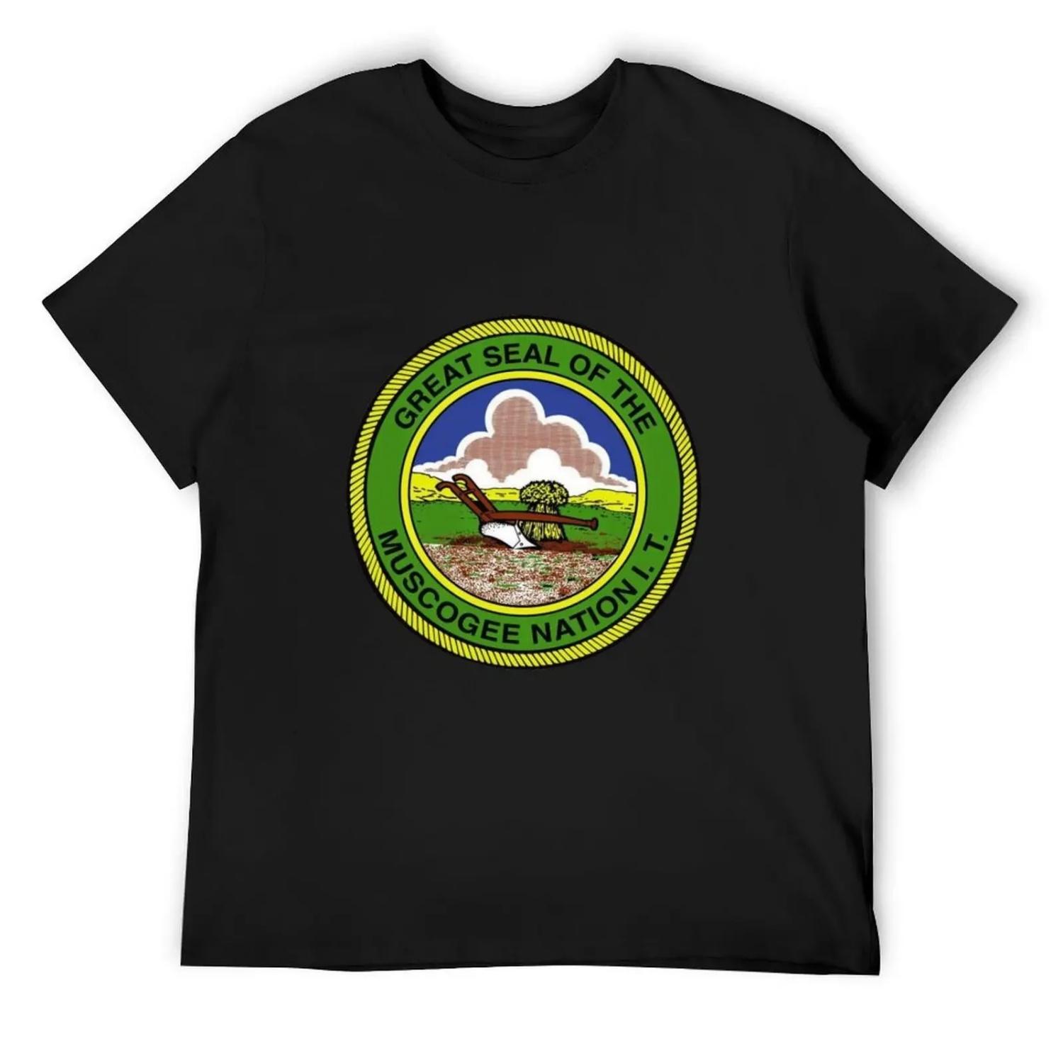 

Great Seal of Muscogee Creek Nation USA T-Shirt oversizeds for a boy football t shirt Short sleeve tee men XXXXXL чорний