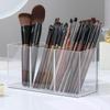 Acrylic 3-Compartment Makeup Organizer, Transparent Plastic Makeup Brush Holder, Bathroom Storage Solution for Makeup Brushes