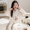 Girls Cotton Pajama Set Long Sleeve 2026 Cartoon Print Home Wear Ages 8 Comfortable Sleepwear