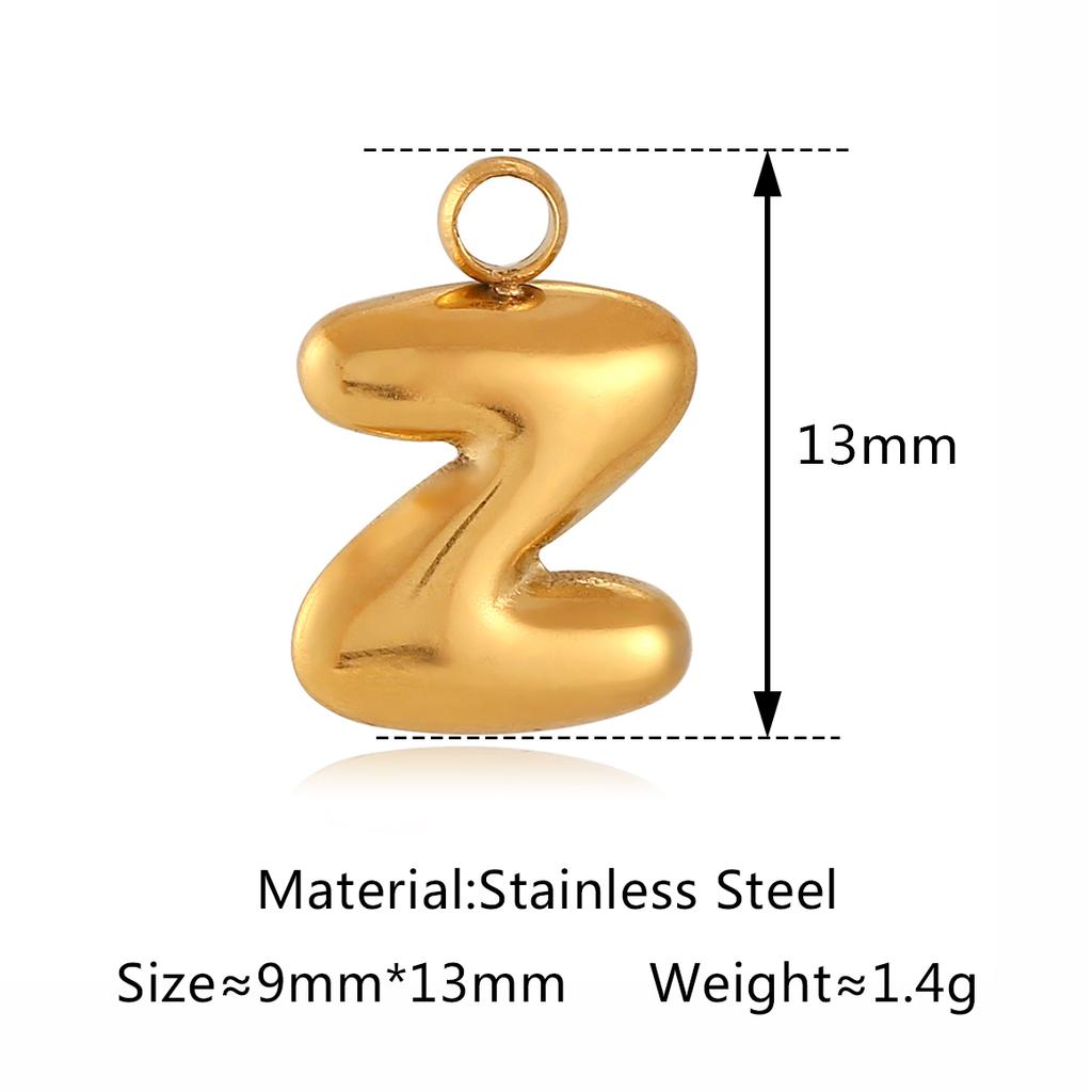 3Pcs Bubble Letter Charms Fadeless Gold Color PVD Plated Balloon Alphabet A-Z Pedant DIY Initial Necklaces Women Jewelry Making
