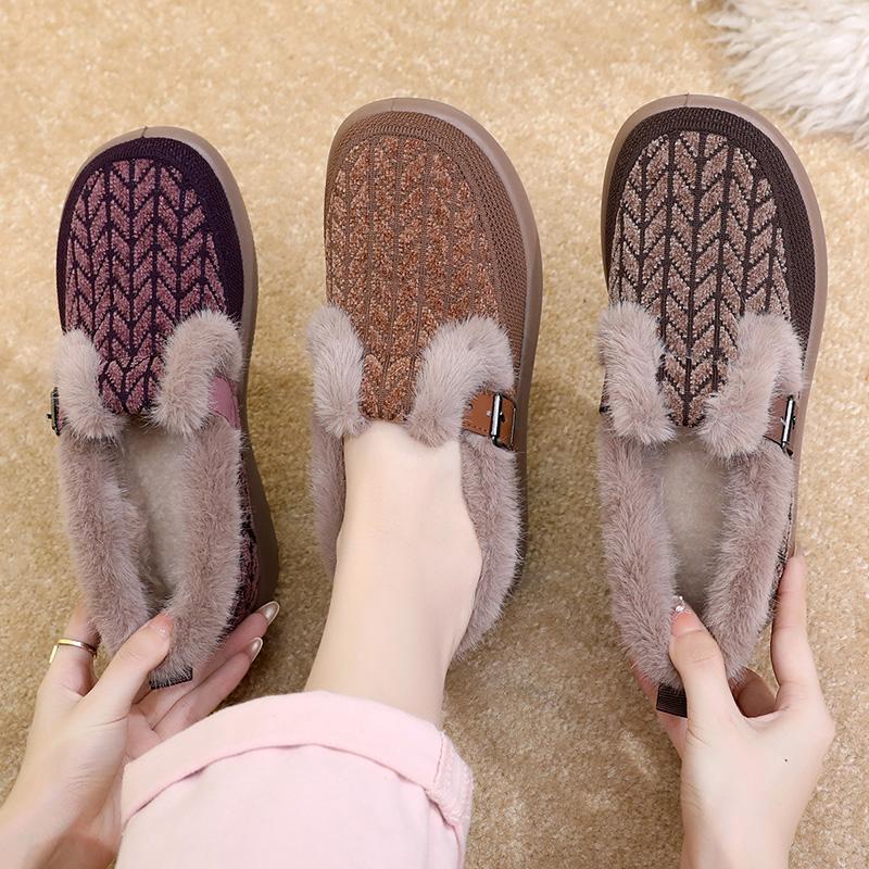 Winter New Women's Casual Cotton Shoes with Fleece and Thickened Warmth Anti-Slip Soft Bottom Free Shipping Women's Shoes