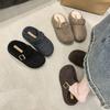 Cotton Towed Fluffy Slippers Women Wear New Autumn and Winter Velvet Retro One-pedal Lazy Shoes Bag Head