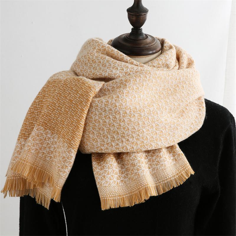 

Шарф женский 2025 новый имитация кашемира средний и длинный модный шарф милый с принтом клетчатый платок