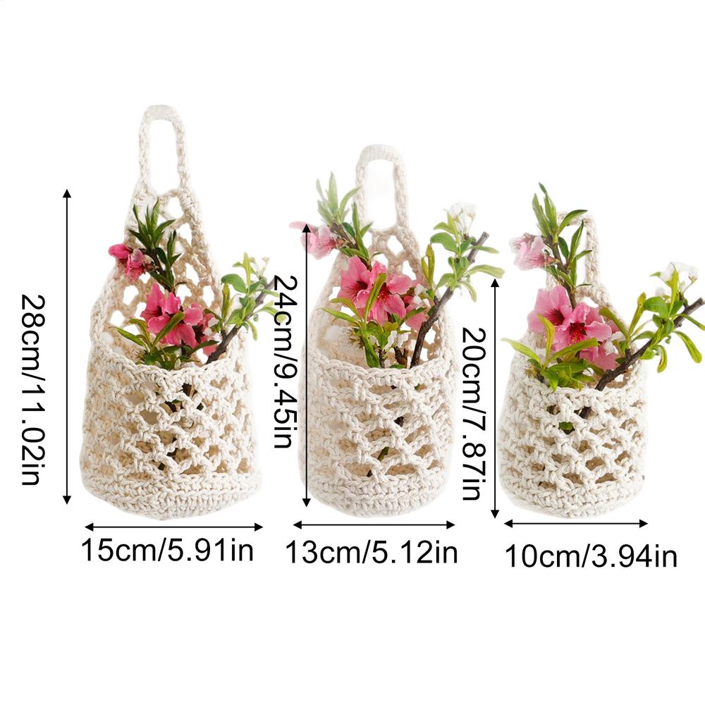 Garden Hanging Planter Macrame Plant Storage Basket Plant Hanger Boho Woven Decorative Cotton Macrame Plant Hangers Wall Decor белый