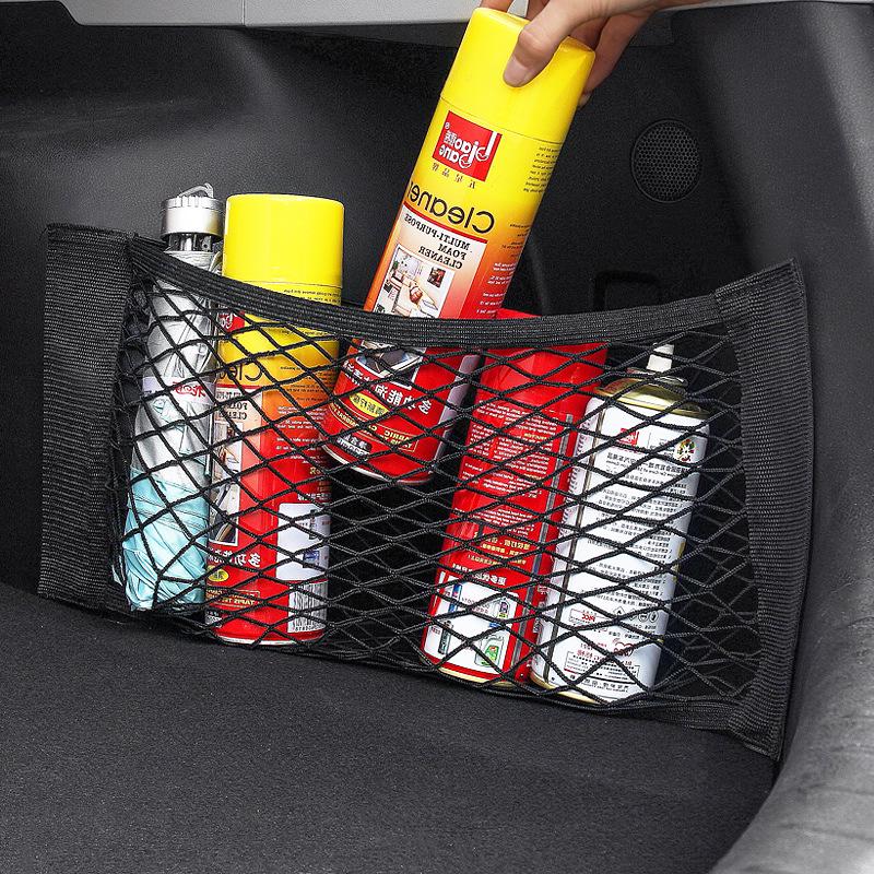 Elastic Car Seat Trunk Storage Organizer with Velcro, No-Drill Net Bag