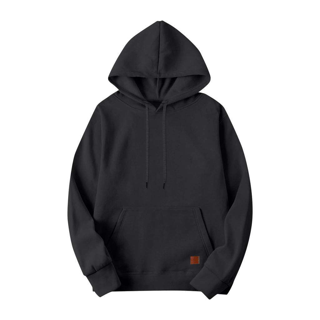 Men's Color Hooded Pullover Long Sleeve With Pockets Casual Sports Sweatshirt