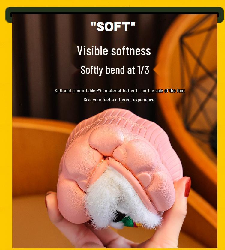 Children's Furry Cotton Slippers - Boys & Girls Half-Covered Warm Shoes for Autumn/Winter 2025