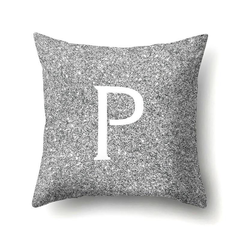 Polyester Pillowcase Home Decoration Gray Bottom Pillowcase 26 English Letter Cushion Cover