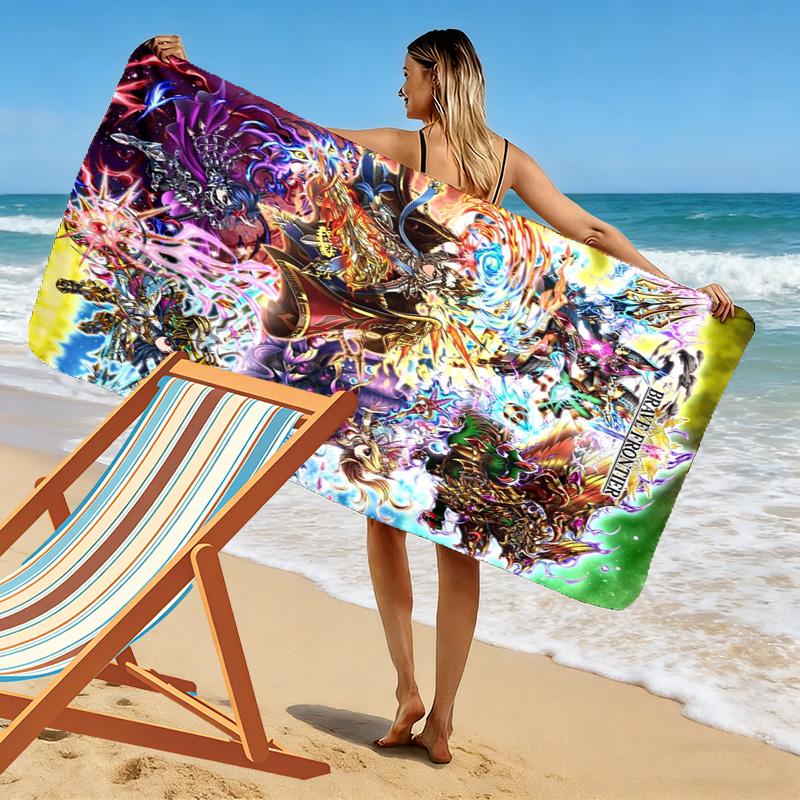 Brave Frontier Print Beach Towel, Large Soft Quick Dry Towel for Beach Camping Swimming