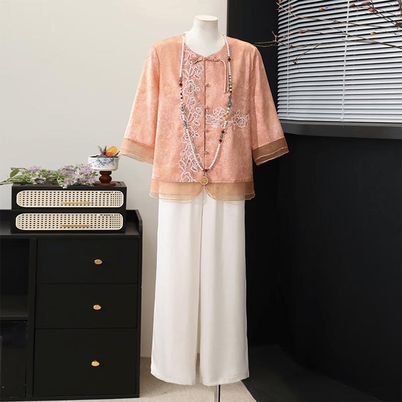 Mid-Aged Women's New Chinese Embroidered Summer Top