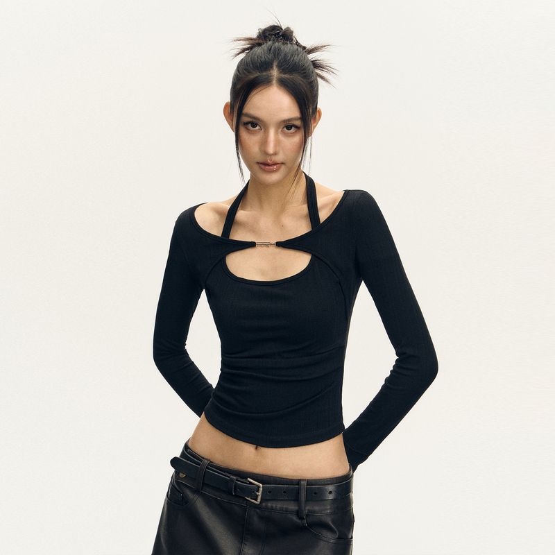 

Ariseism Retro Strap Slim Fit Long-Sleeved T-shirt Black XS