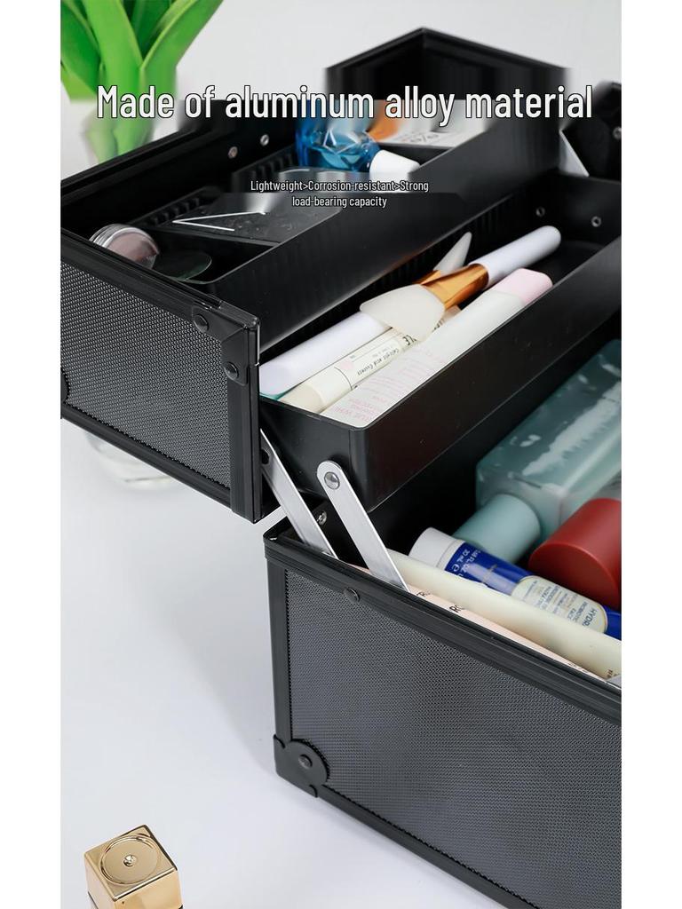 Multilayer Professional Makeup and Nail Art Tool Box, Medium-Large Handheld Case