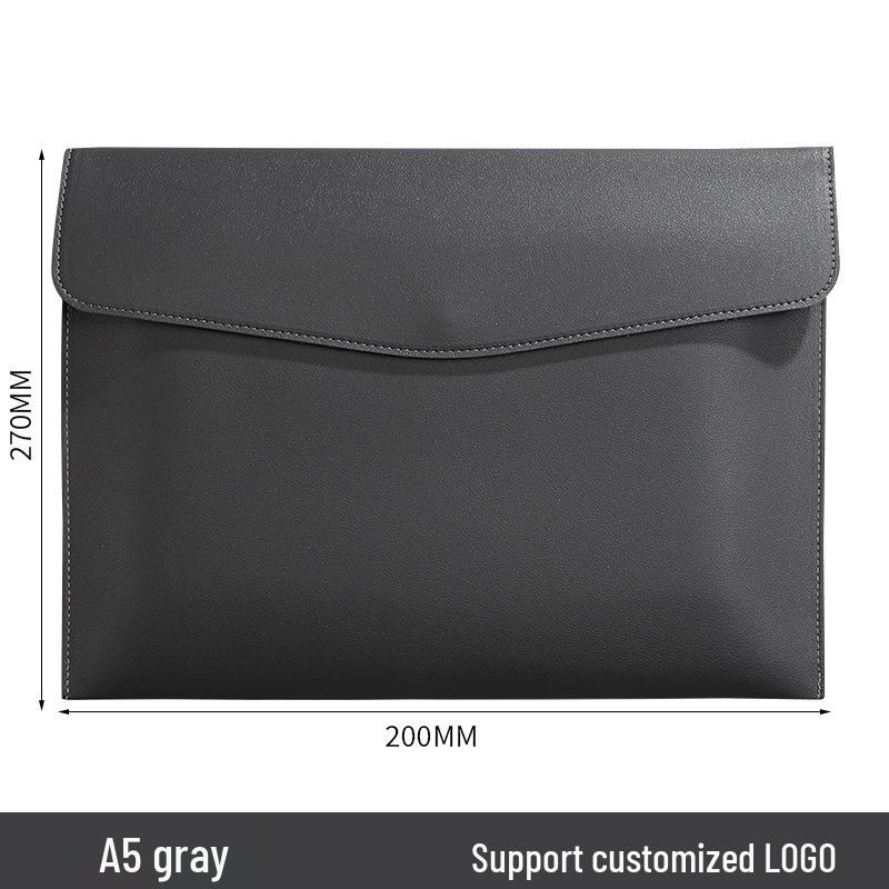 Custom Waterproof A4 Leather Document Folder with Snap Button for Business - Thickened File Bag with Logo Printing