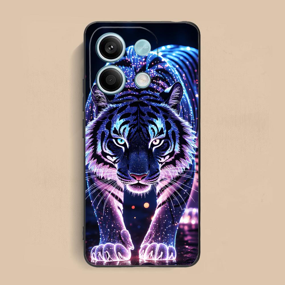 Tiger Neon Mobile Cell Phone Case for Xiaomi Redmi Note 14 13 12 11 S Pro Plus 4G 5G Colorful Printing Cover Pretty Cover Luxury