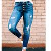 Sexy Blue Skinny Denim Jeans For Women Casual Mid-waist Ripped Pencil Pants Streetwear Ladies Trousers Fashion Jeans 25659