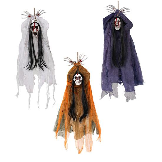 Halloweenská závěsná dekorace ducha Strašidelný létající duch lebky pro rekvizitu strašidelného domu Vnitřní Venkovní Veranda Dvůr Dekorace na strom