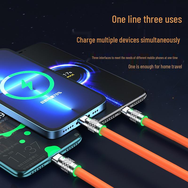 120W JIKE 3-in-1 Fast Charging Cable for Huawei, Android, & Apple Devices