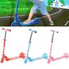 Kids Iron Three Wheel Scooter With Flashing Illumination And Compact Folding