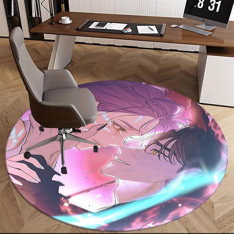 1pc Anime Design Round Carpet - Office Chair Pad, Chair Mat