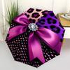 1pc Leopard Print Bow Automatic Open/Close Umbrella - Compact Travel Umbrella, Gift for Birthday, Holiday Yy260106065