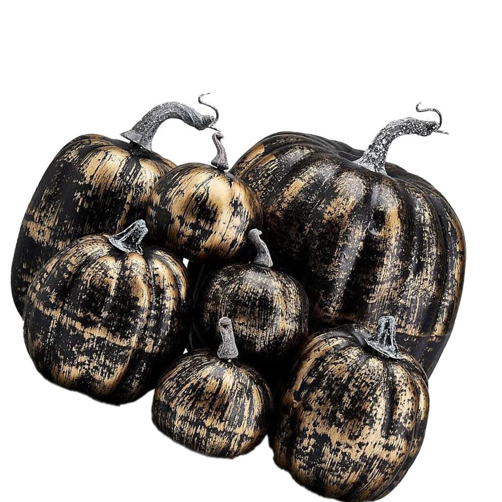 7 Stück Simulierte Kürbisse Glänzende Farbe Leicht Kreativ Wiederverwendbarer Schaumkürbis zur Dekoration Requisite