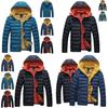 Men's Winter Warm Hooded Thick Padded Jacket With Stylish Stand Collar And Zipper Pockets