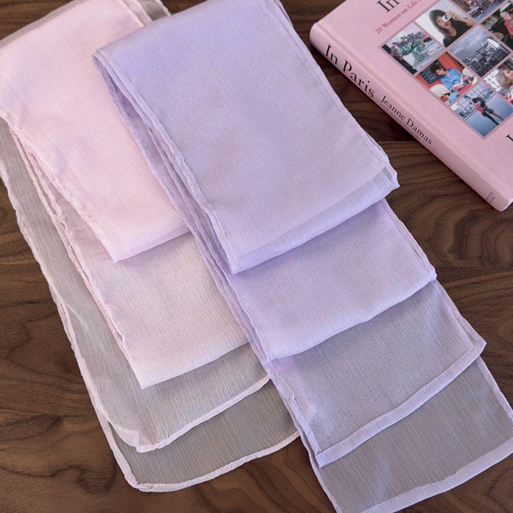 Adjustable Long Silk Scarf Thin Ribbon Neckerchief French Chiffon Silk Scarf  Dress Decoration