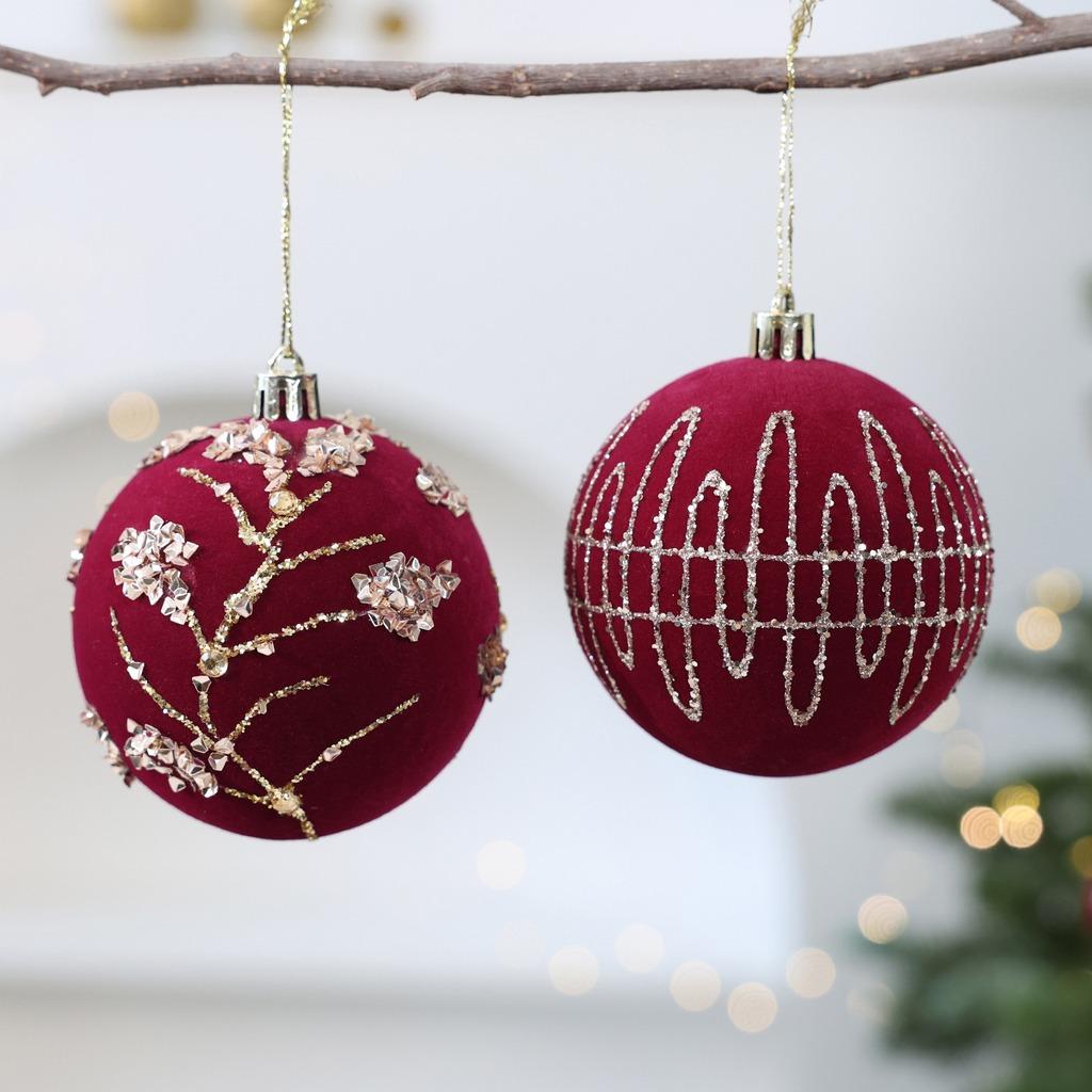 Plastic Christmas Ornament Burgundy Christmas Ball Ornament Christmas Tree Hanging Ornament Plastic For Mantel Wreath Home