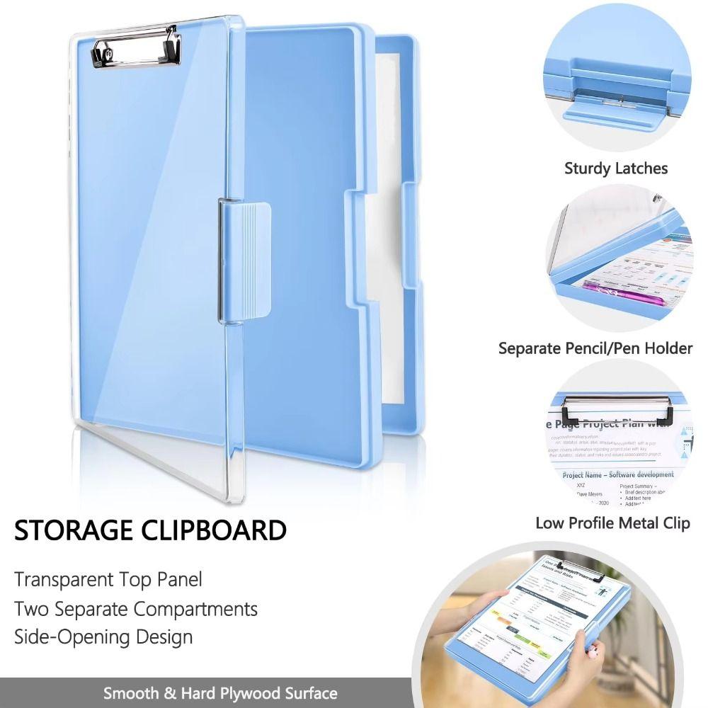 Side Opening Storage Clipboard Double-layer Clipboard Organizer Writing Board  Office Accessories
