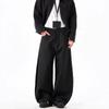 Unisex Retro Black Scimitar Wide-Leg Casual Pants for Spring & Autumn