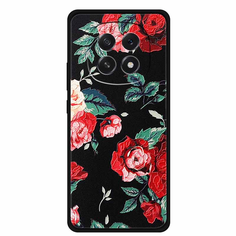 For Oppo A5 5G Phone Case 3D Relief Emboss Flowers Back Cover Black TPU Silicone Soft Case For Oppo A 5 PKQ110 Cases 6.7" Fundas