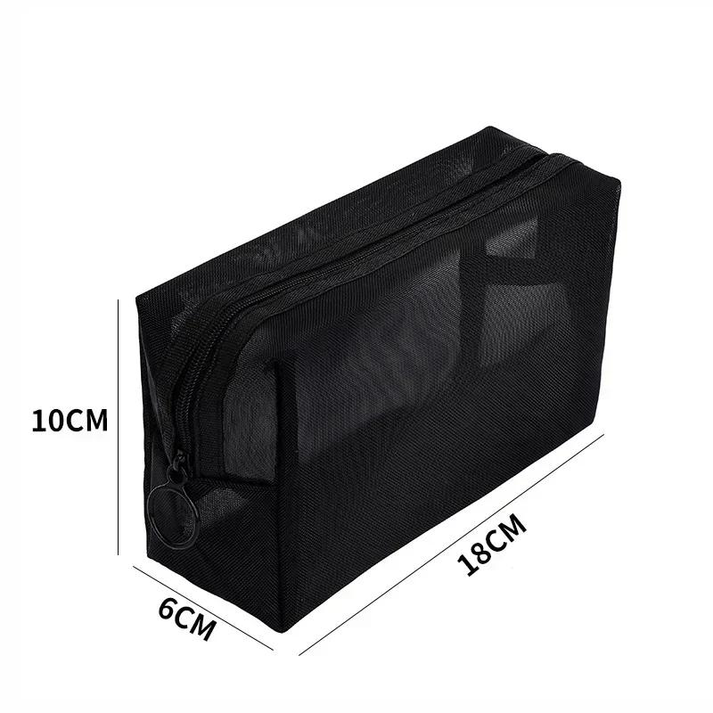 Black Mesh Toiletry Bags for Women Travel Makeup Bag Small Large Case Organizer Cosmetic Cases Toiletries Storage Handbag Pouch