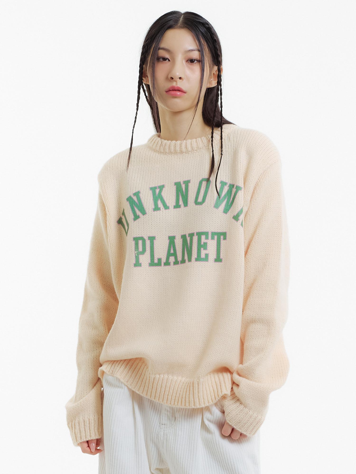 Unknown Planet Varsity Logo Knit Beige Beige/Free