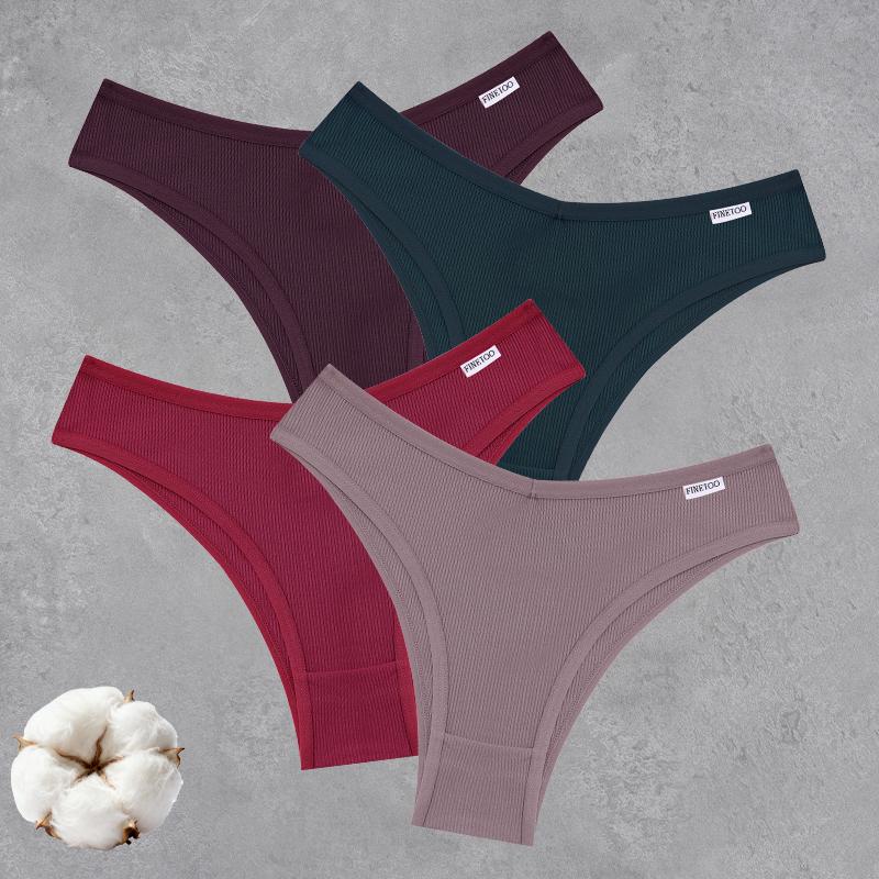 4PCS Seamless Cotton Bikini Panties For Women Sexy Low Waist Breathable Brazilian Pants Female Soft Intimate Lingerie