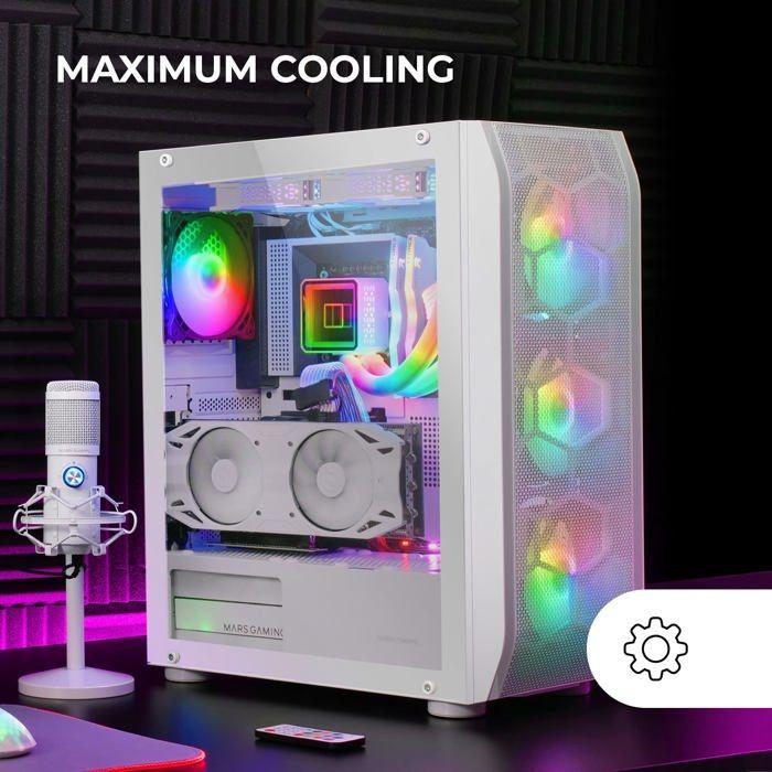 Boîtier gaming - mars gaming - mc-kx - e-atx - 5 ventilateurs argb - verre trempé