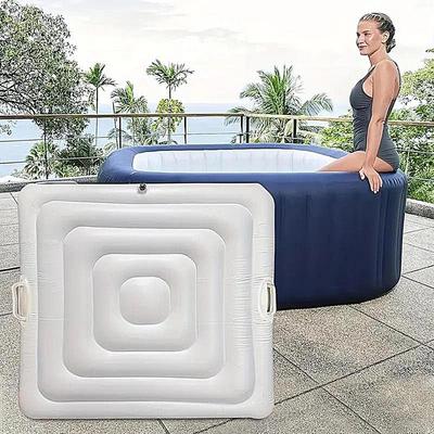Cubierta Inflable para Jacuzzi de 135 cm Cubierta Cuadrada para Jacuzzi Ahorradora de Energía Cubierta Térmica a Prueba de Viento y Lluvia para Piscina de Spa Exterior Accesorios para Tina