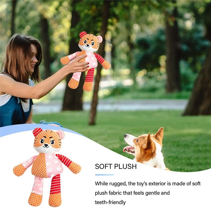 Stuffed Dog Crinkle Squeaker Plush For Small Medium To Large Breeds Keeps Puppies Clean By Chewing Teeth A