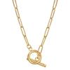 Spilla Rettangolare in Oro 18K Collana Semplice in Acciaio Inossidabile con Chiusura OT da Donna