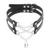 DIEZI Punk Black Lace Leather Choker Torques Necklace For Women Men Harajuku Gothic Sexy Cirle Heart Collar Necklace Jewelry
