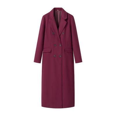 Womens Vintage Oversized Wool Blend Coat Long Sleeve Double Breasted Midi Trench Outerwear