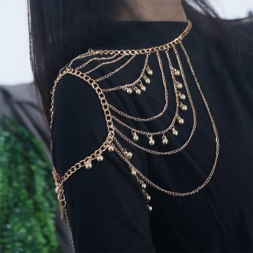 Layered Necklace Shoulder Chain Metal Body Chain Vintage Tassels Costume Armband  Ladies