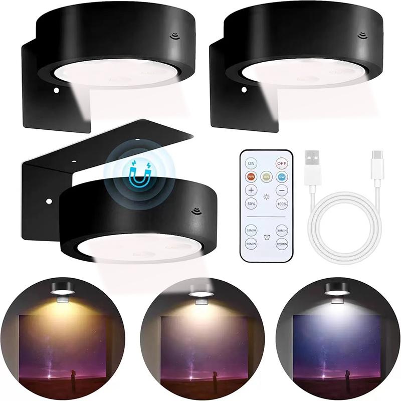Luci per Quadri da Parete, Luce Ricaricabile Senza Fili per Cornici con Telecomando, 3 Colori, 5 Livelli di Luminosità