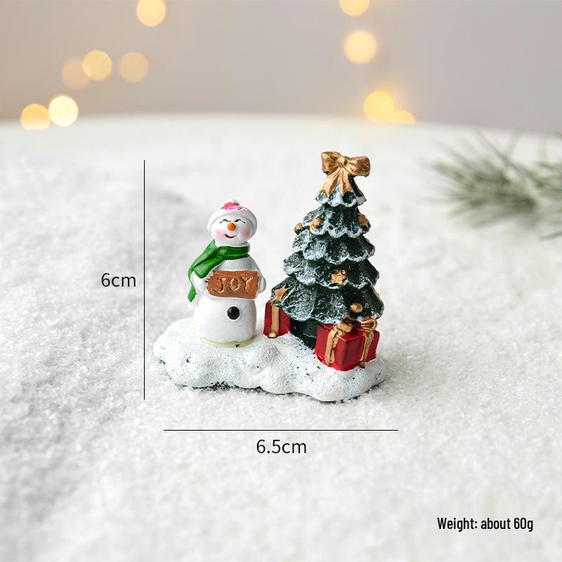 NUCHI Christmas Festival Mini Resin Tree and Santa House Ornaments