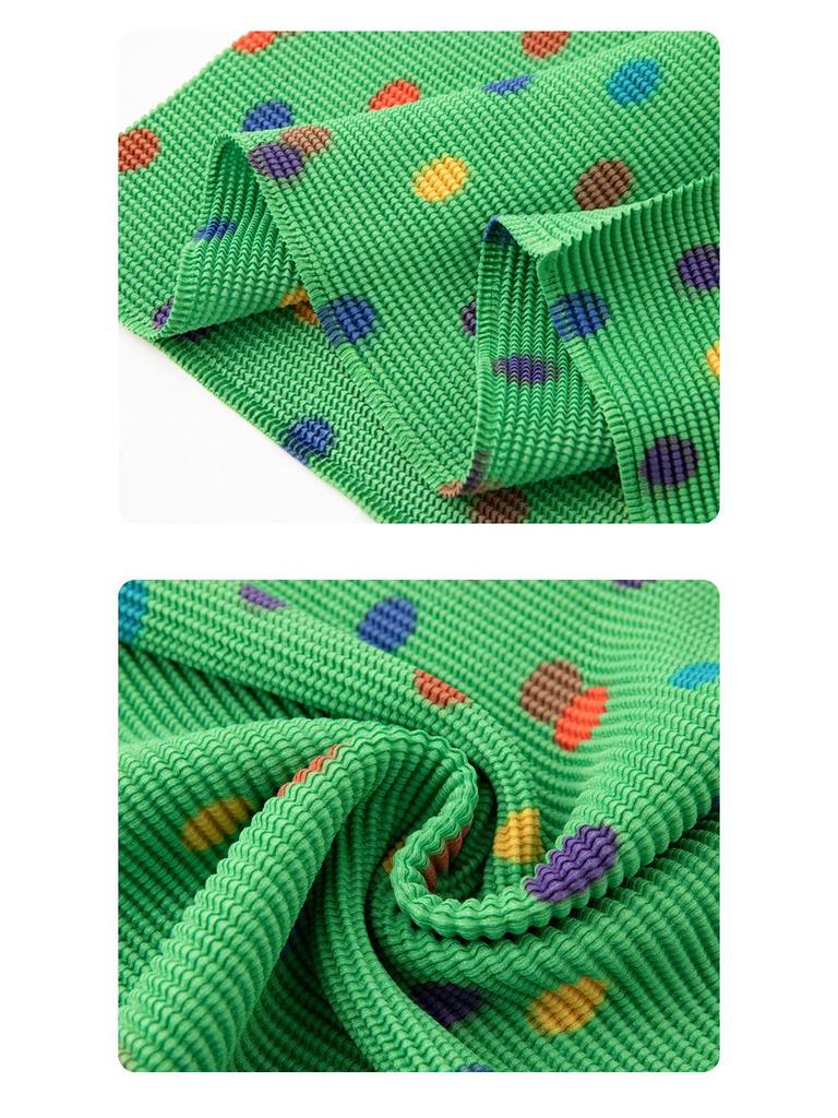 Miyake Dam 2026 Vår Tryckt Veckad Långärmad Hög Krage Smal T-shirt